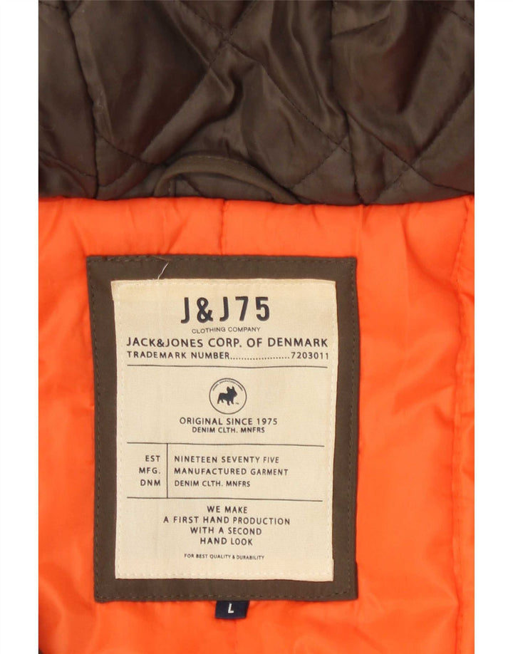 Jack & Jones Veste bomber à capuche pour homme UK 40 Large Kaki Polyester