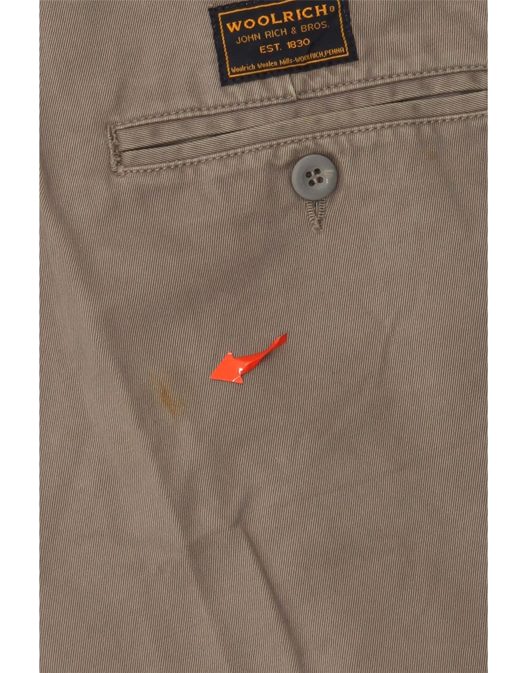 WOOLRICH Short Chino Homme W30 Coton Kaki Moyen