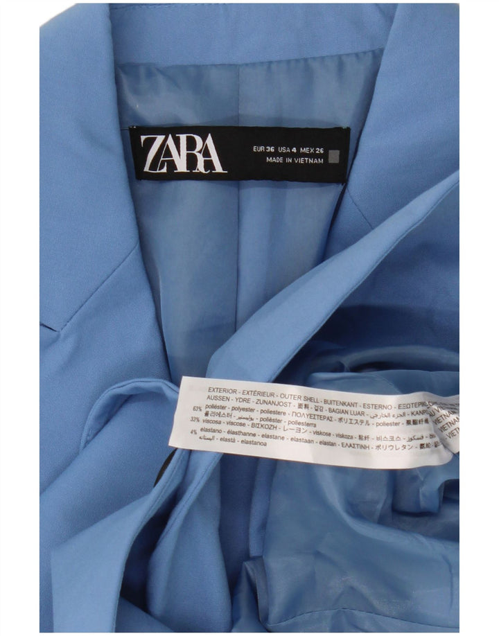 Zara Veste Blazer 1 Bouton Femme EU 36 XS Bleu Polyester