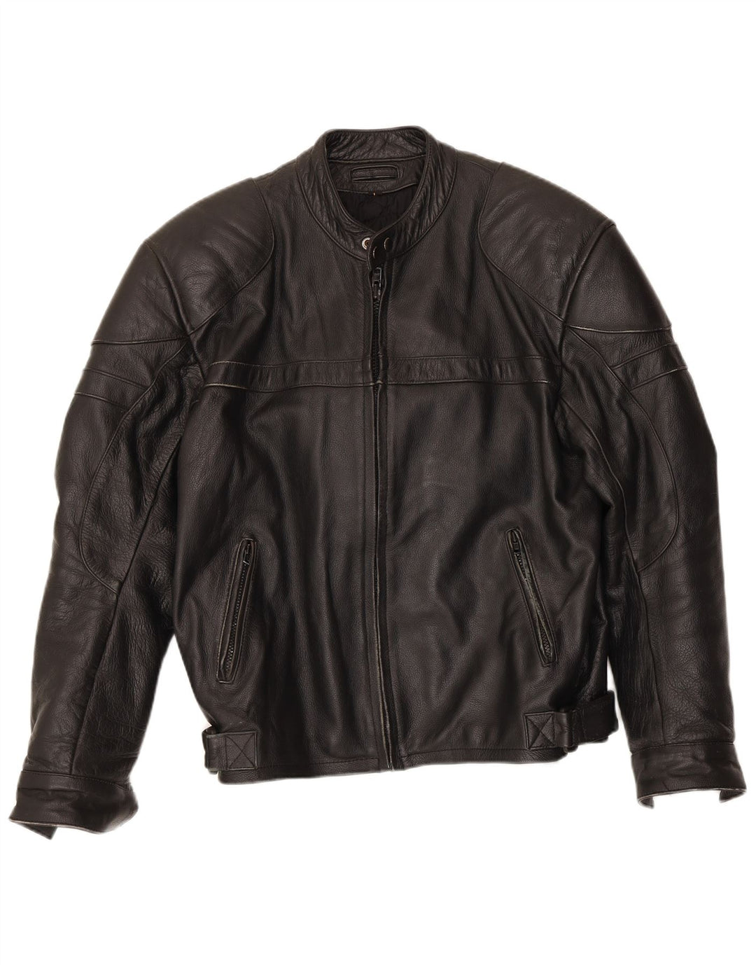 VINTAGE Veste Racer en cuir homme UK 40 Grand cuir noir