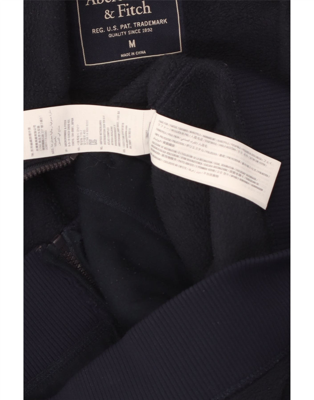 Abercrombie & Fitch Veste polaire pour homme UK 38 Bleu marine moyen Polyester