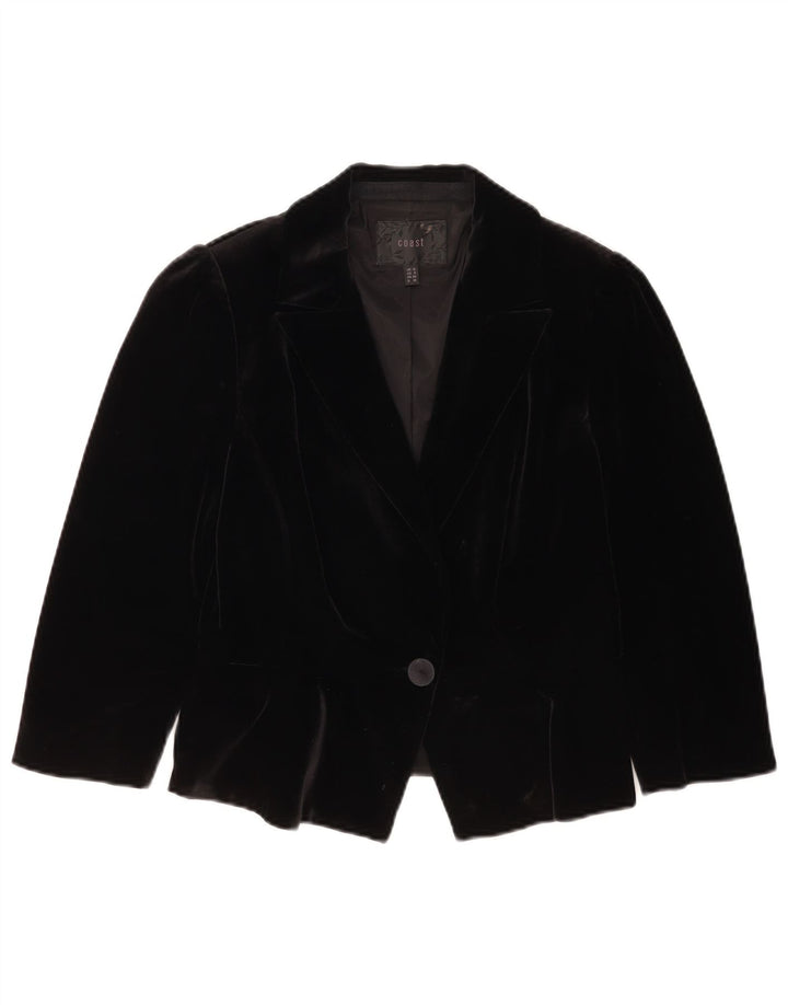 Coast Veste blazer en velours à 1 bouton pour femme UK 12 Noir moyen Polyester