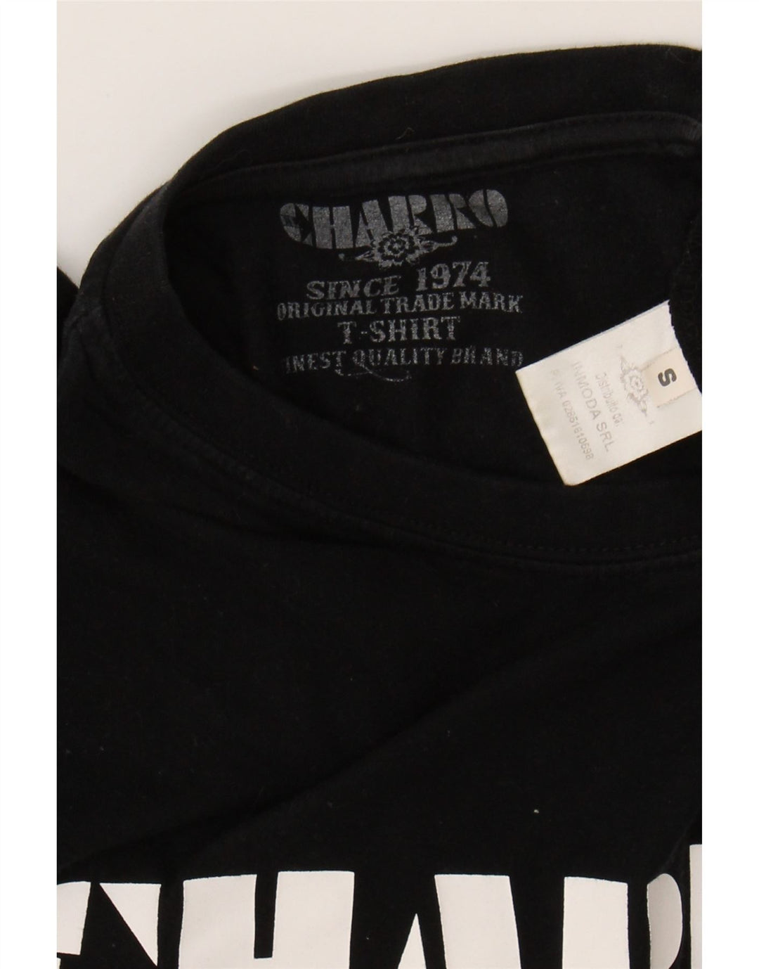 CHARRO Mens Graphic T-Shirt Top Small Black Cotton Vintage Charro and Second-Hand Charro from Messina Hembry 