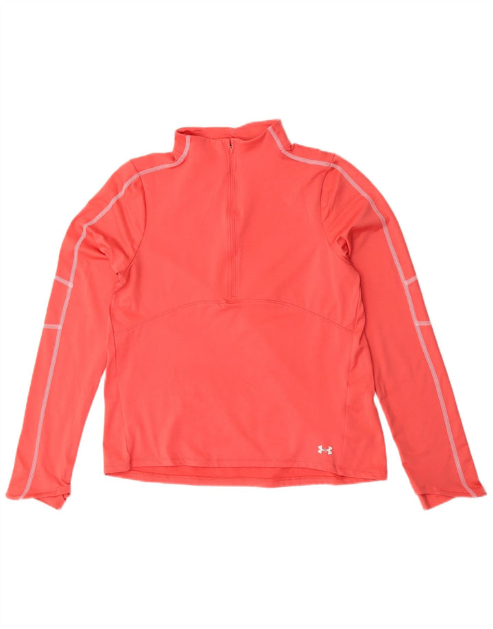 Under Armour Haut de survêtement à col zippé pour femme UK 12 Rose moyen