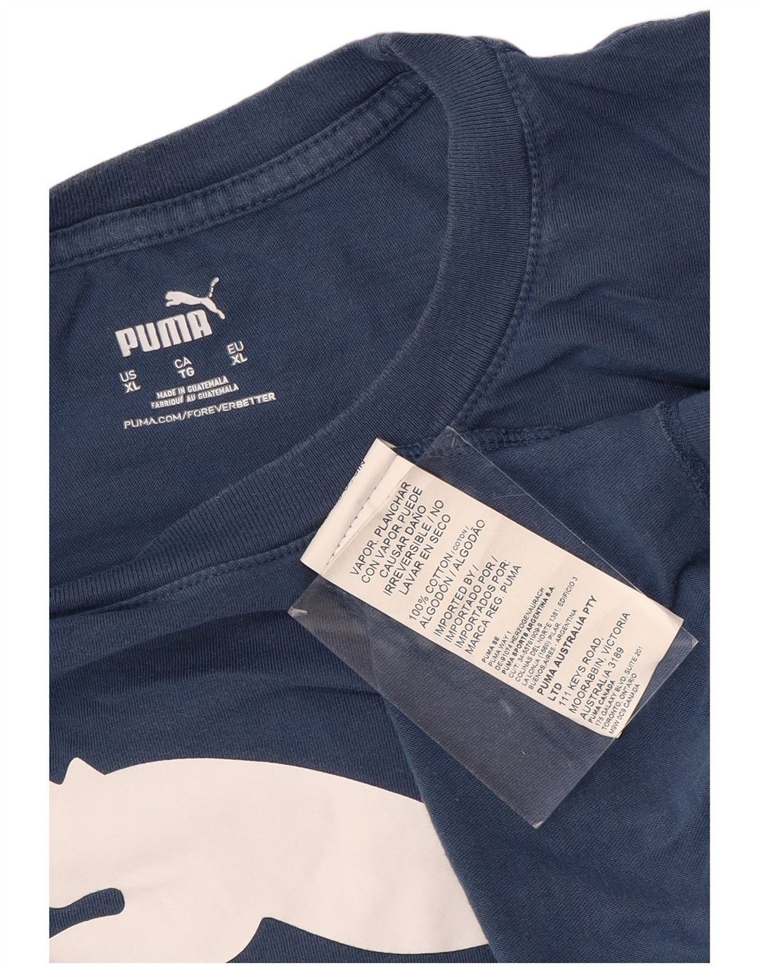 PUMA T-Shirt Graphique Homme XL Bleu Coton