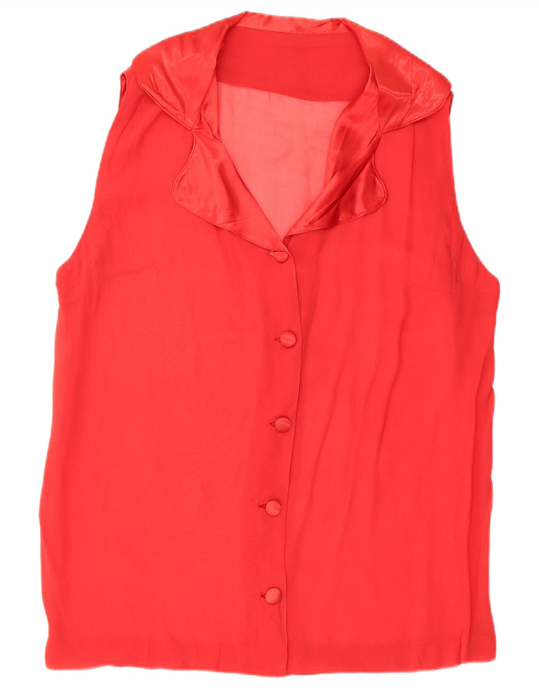 VINTAGE Chemisier chemise sans manches femme UK 16 Grand Rouge