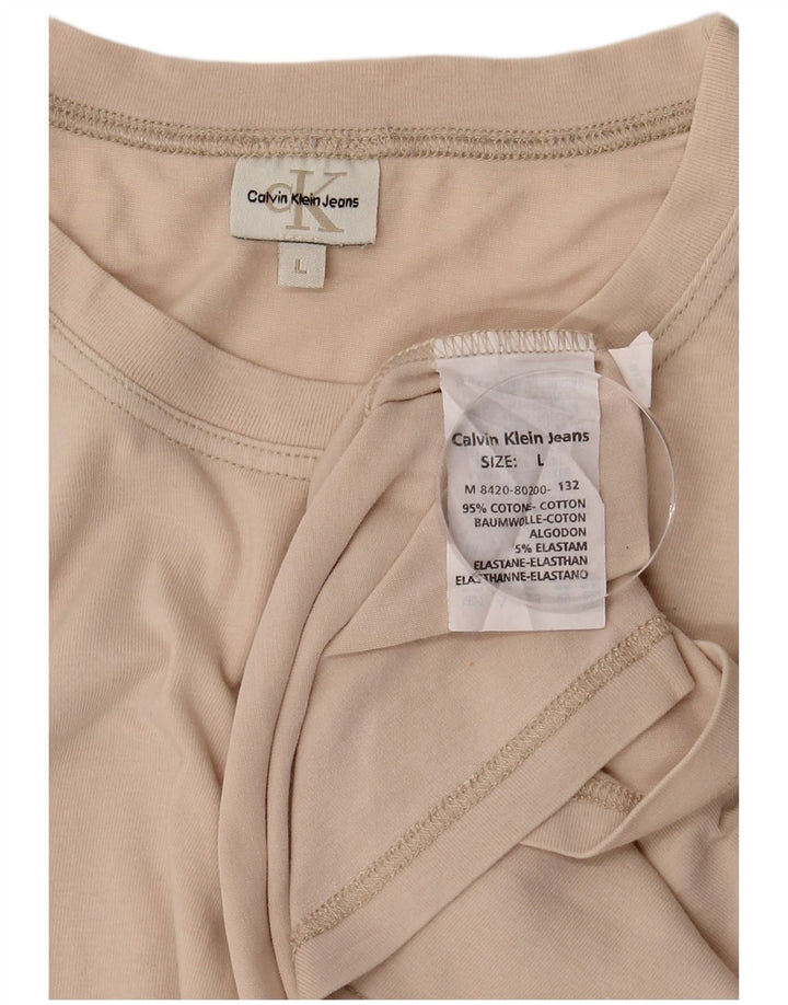 CALVIN KLEIN JEANS T-Shirt Homme Top Large Beige Coton