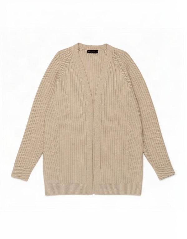 Marks & Spencer Pull cardigan ouvert long pour femme UK 16 Large Beige