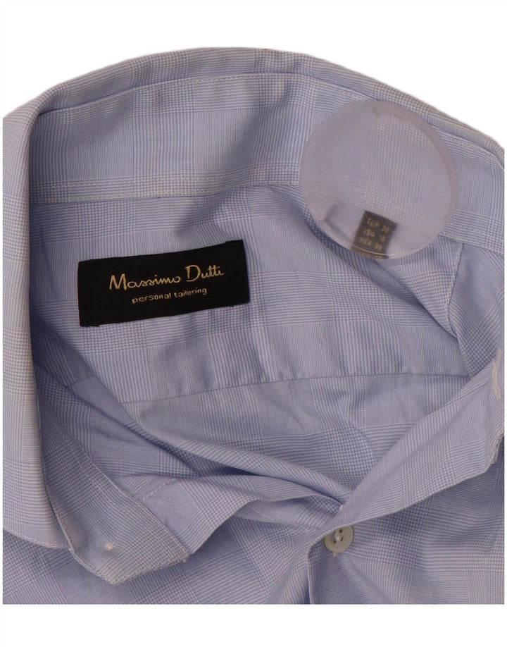 MASSIMO DUTTI Chemise Homme EU 38 Petit Carreau Bleu