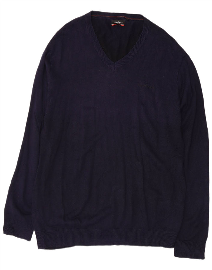 PIERRE CARDIN Pull Col V Homme 2XL Bleu Marine Acrylique