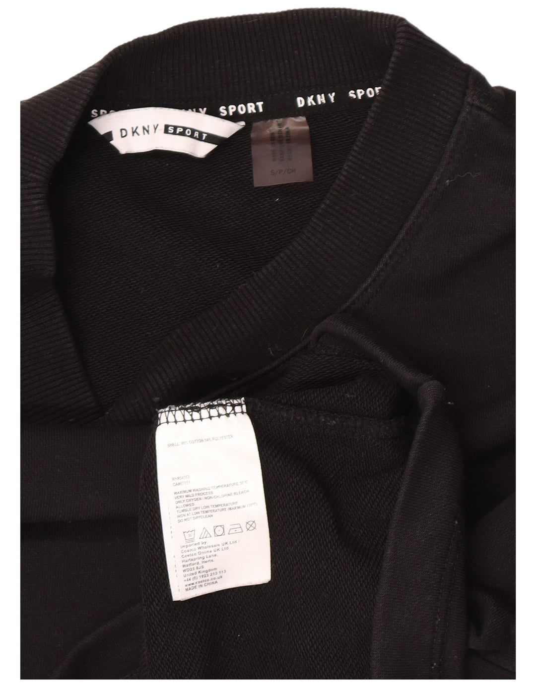 Dkny Sweat-shirt graphique surdimensionné pour femme UK 10 Petit coton noir
