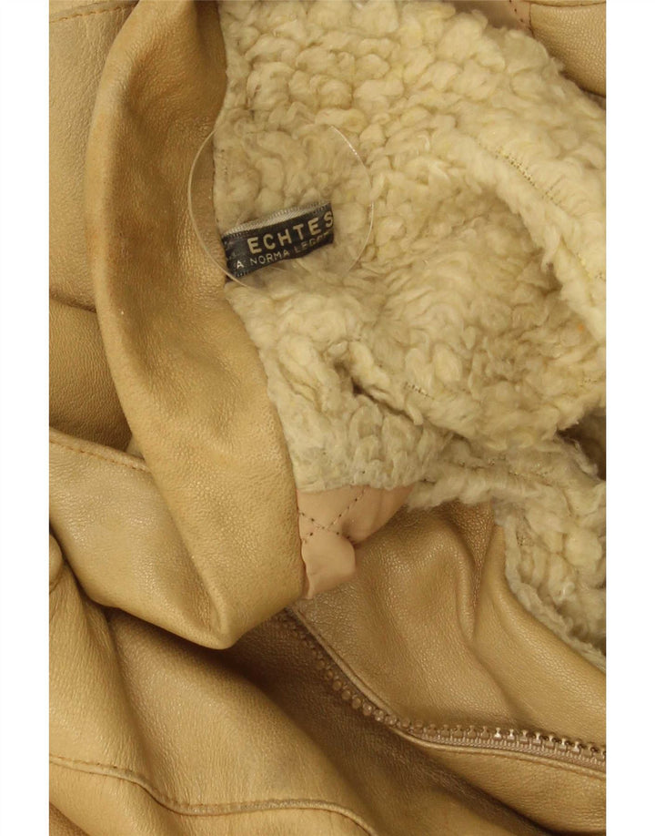 Veste en cuir Sherpa homme vintage IT 52 XL Cuir Beige