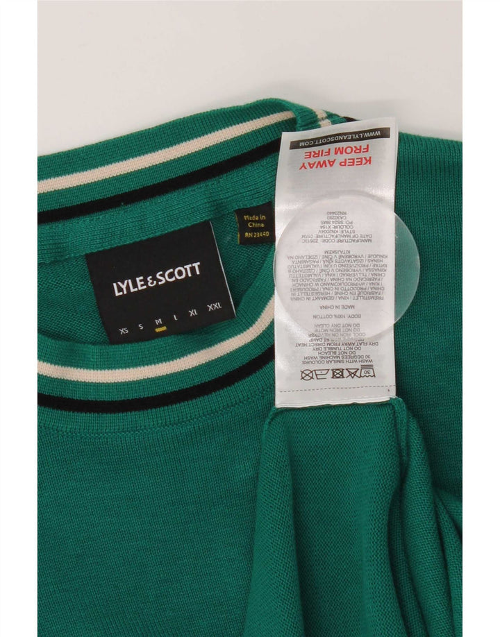 Lyle & Scott Pull à col rond coupe régulière pour homme en coton vert moyen
