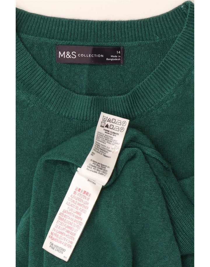 Marks & Spencer Pull à col rond pour femme UK 14 Acrylique vert moyen