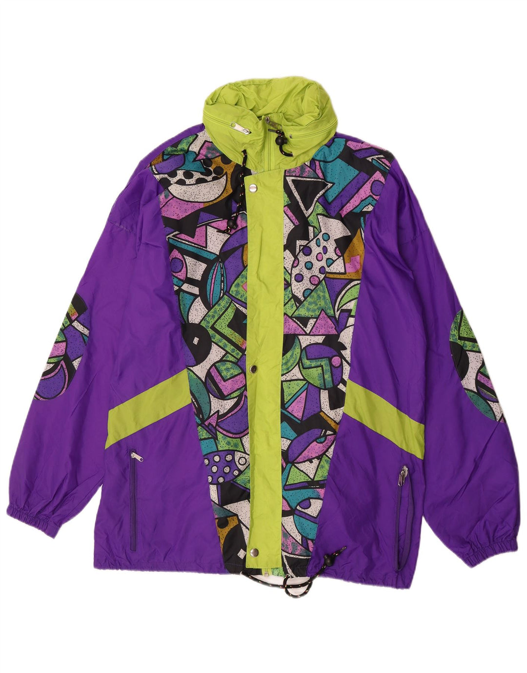 Active Veste de Pluie Homme UK 40 Large Violet Géométrique Polyamide