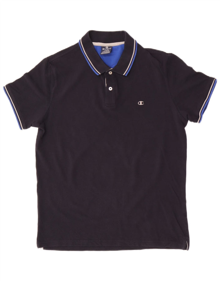Champion Polo Homme Large Bleu Marine Rayé Coton