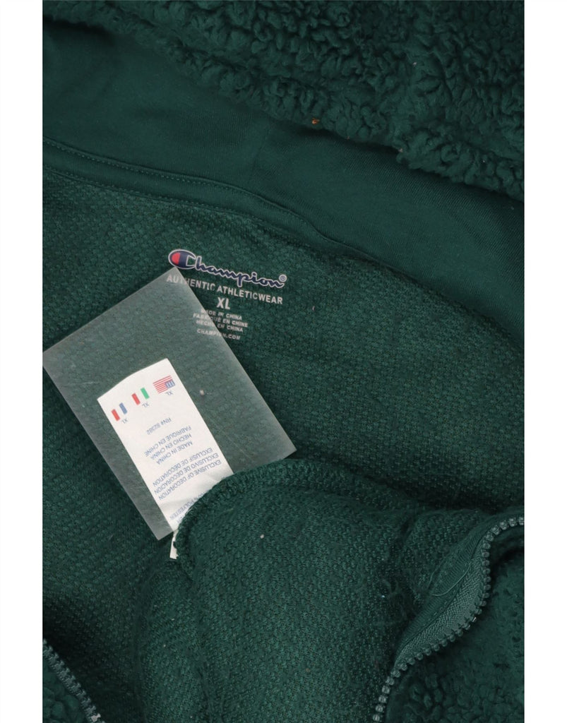 CHAMPION Womens Hooded Fleece Jacket UK 18 XL Green Polyester Vintage Champion and Second-Hand Champion from Messina Hembry 