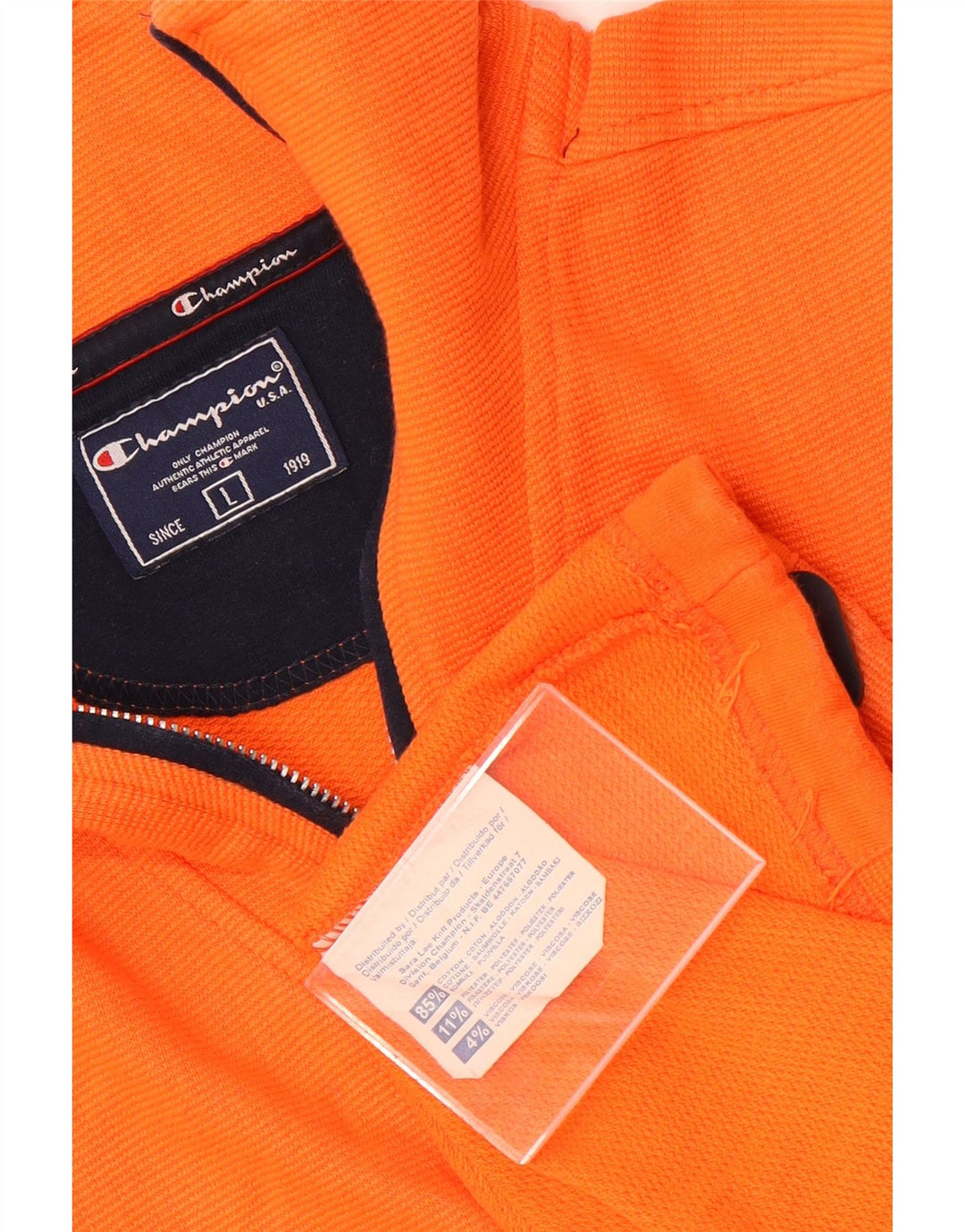Champion Sweat-shirt à col zippé pour homme Grand coton orange