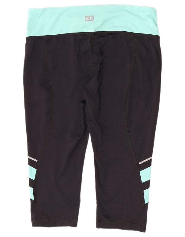 Fila Leggings Capri Femme UK 12 Noir Moyen Colorblock