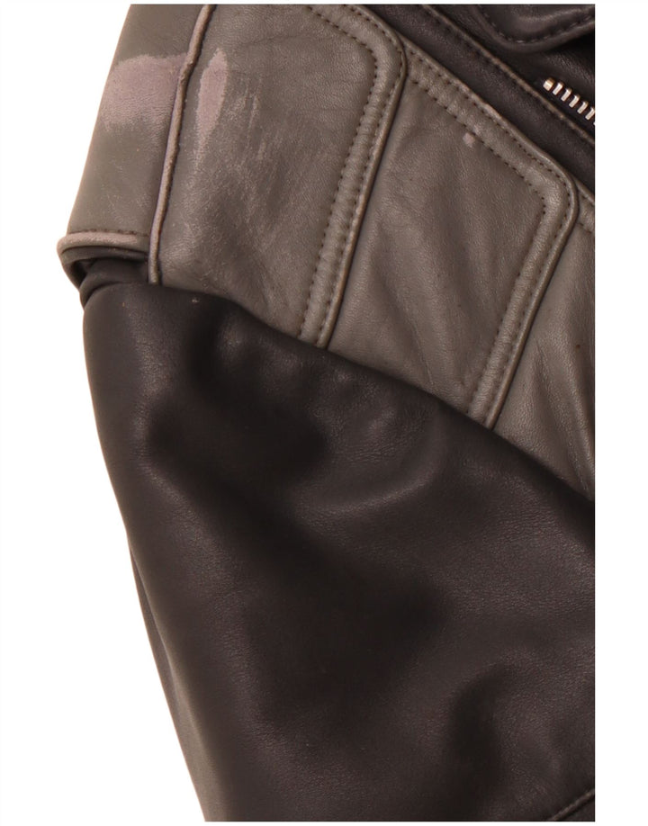 MQP Veste de motard en cuir pour homme UK 46 3XL Cuir color block noir