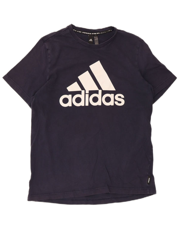 Adidas Mens Graphic T-Shirt Top Large Bleu Marine Coton