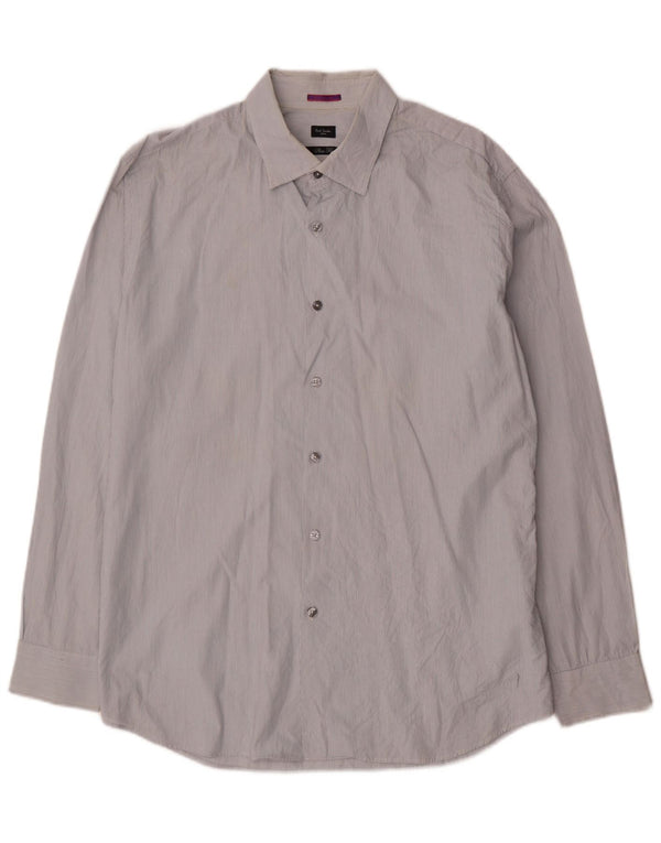 Paul Smith Chemise slim fit pour homme Taille 45 18 2XL Coton à fines rayures gris