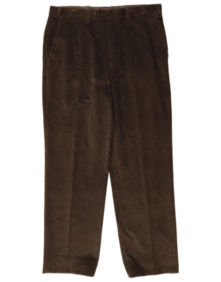 MARKS & SPENCER Pantalon droit en velours côtelé pour homme W34 L31 Marron Coton