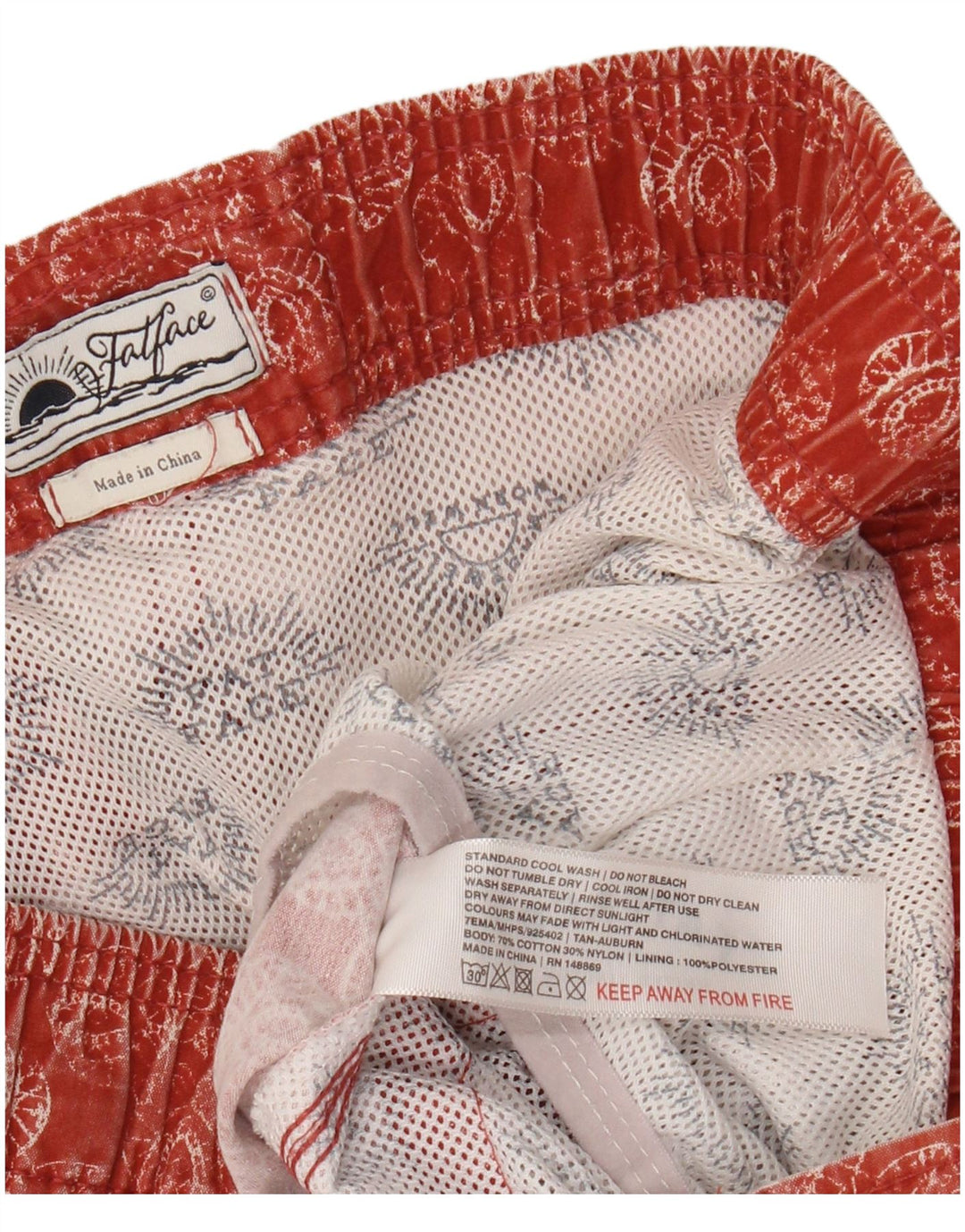 Fat Face Short de Bain Homme Orange Moyen Floral Coton
