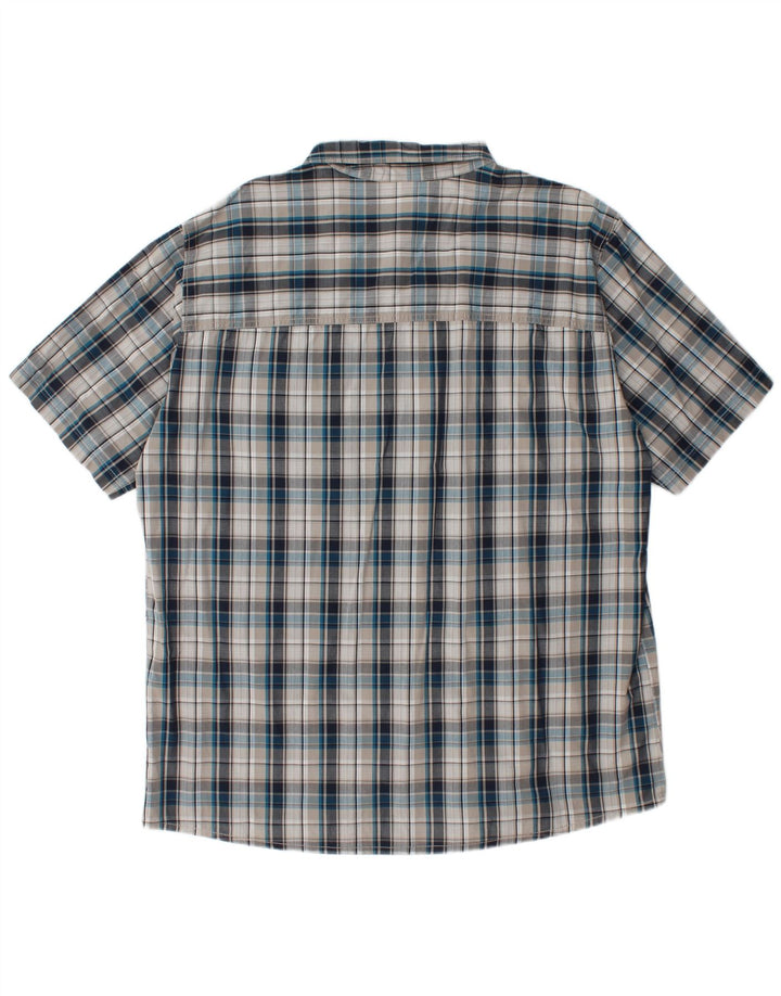 JACK WOLFSKIN Chemise à manches courtes pour hommes UK 48 2XL Bleu à carreaux en coton