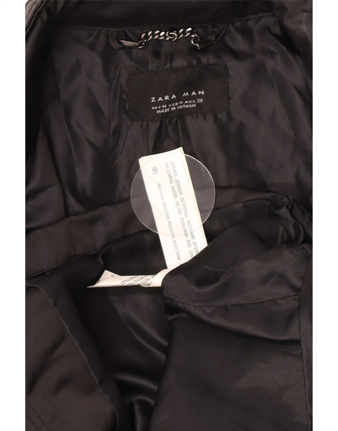 Zara Veste utilitaire à capuche pour homme UK 38 Medium Noir Polyester