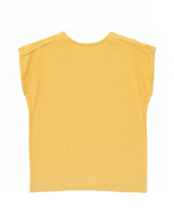 vintage Femme T-Shirt Top UK 14 Jaune Moyen