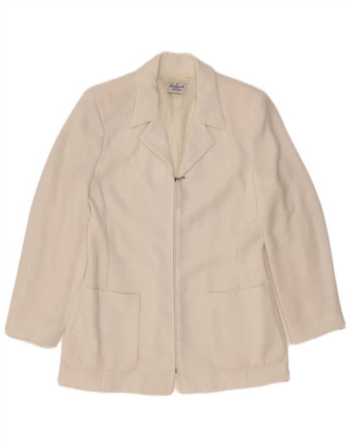 Luisa Spagnoli Veste Blazer Zippée Femme IT 44 Acétate Blanc Moyen