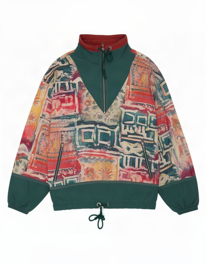 vintage Mens Pull Survêtement Top Veste XS Multicolore Géométrique