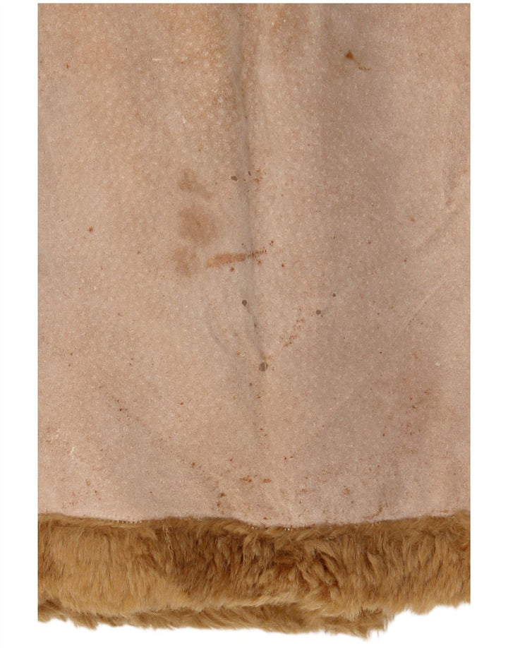 Zara Veste en peau de mouton pour femme UK 14 Cuir beige moyen