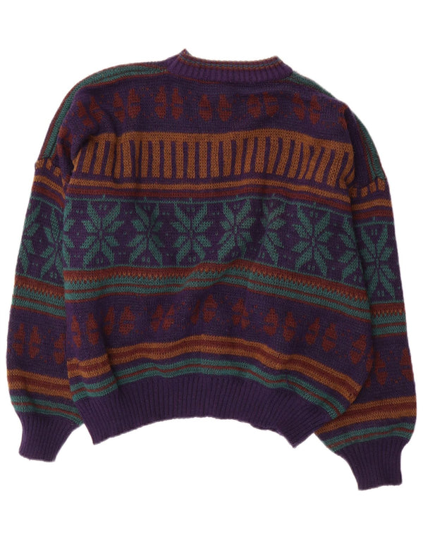 Canda Pull surdimensionné à col rond pour femme UK 18 XL Violet Fair Isle