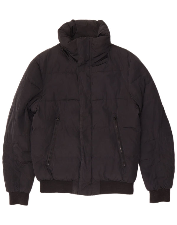 Zara Mens Hooded Padded Jacket UK 40 Large Black
