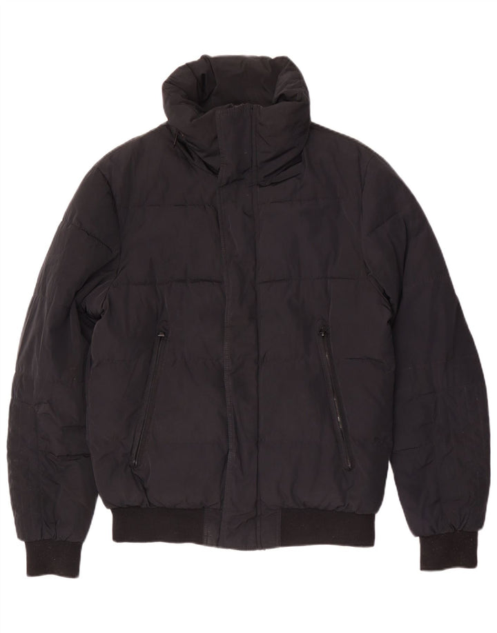 Zara Veste matelassée à capuche pour homme UK 40 Large Noir