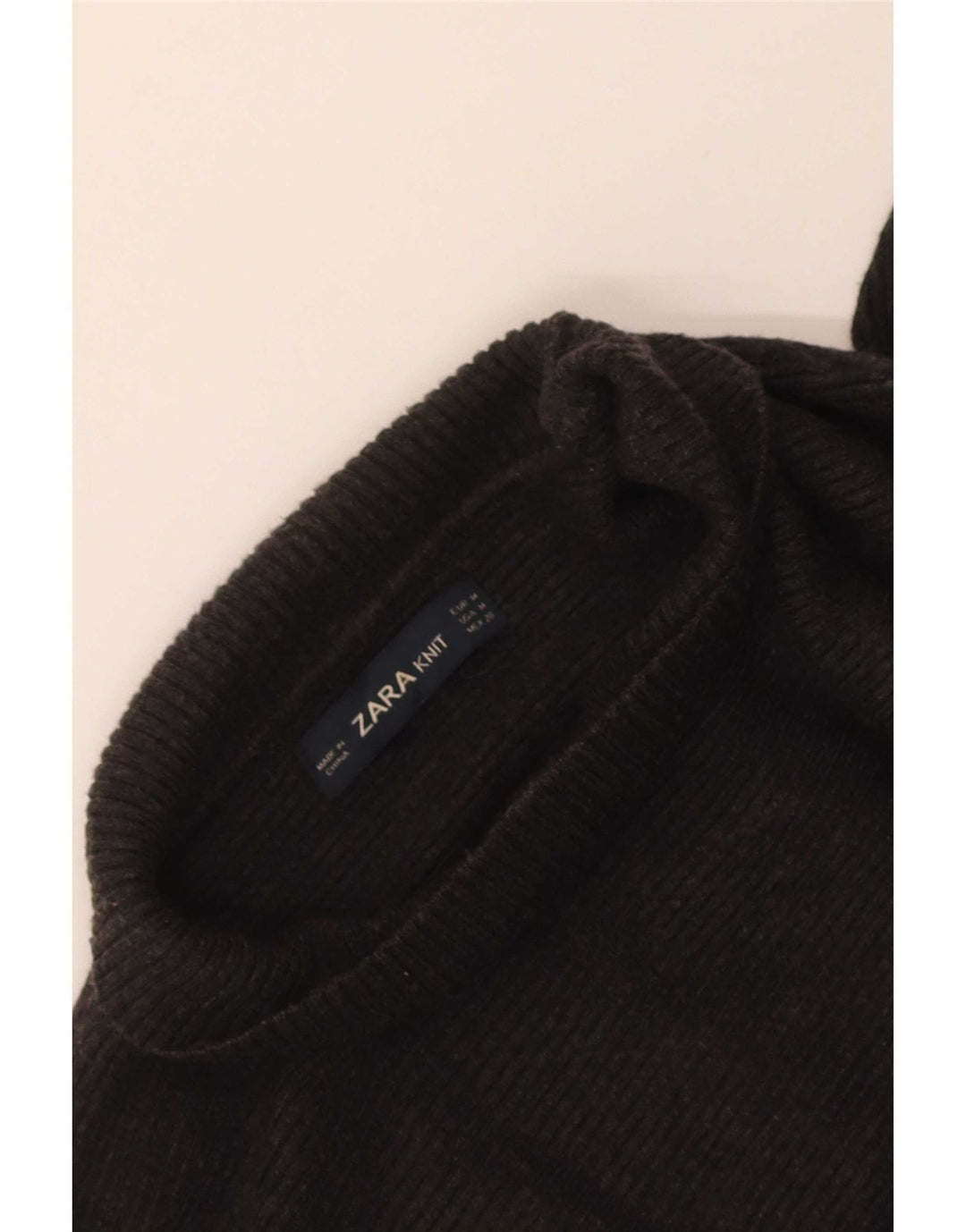 Zara Pull court à col roulé pour femme Gris moyen UK 14