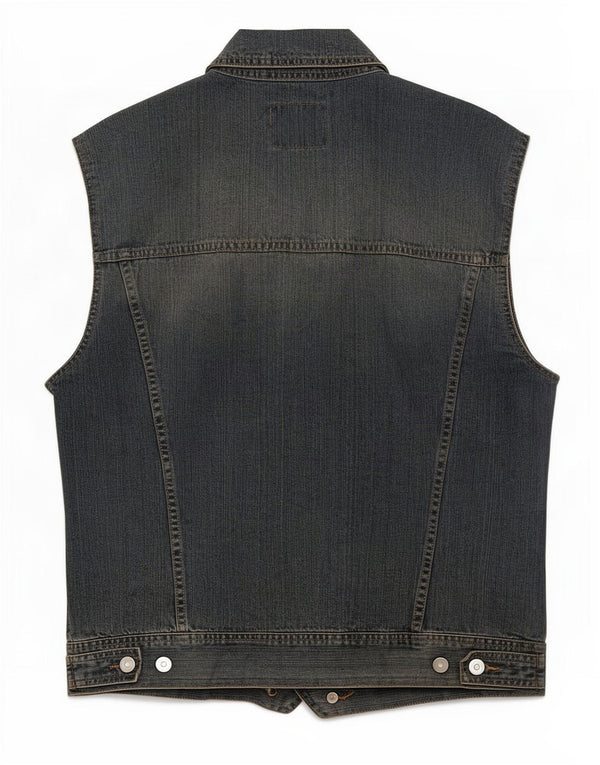 Sisley Gilet en jean pour homme UK 40 Large Bleu Coton