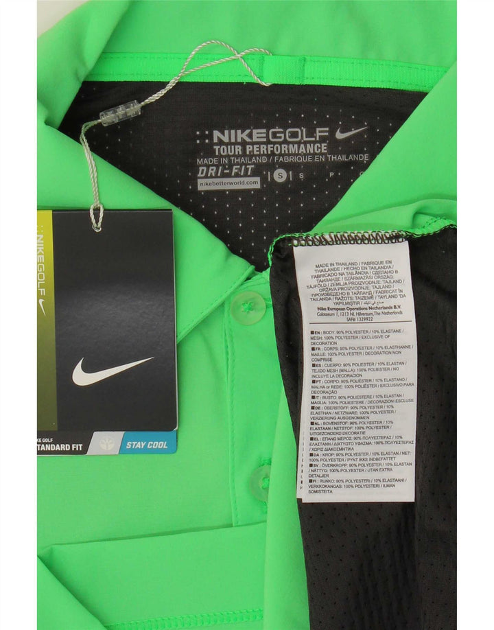 Nike Homme Dri Fit Polo Petit Vert Colorblock Polyester