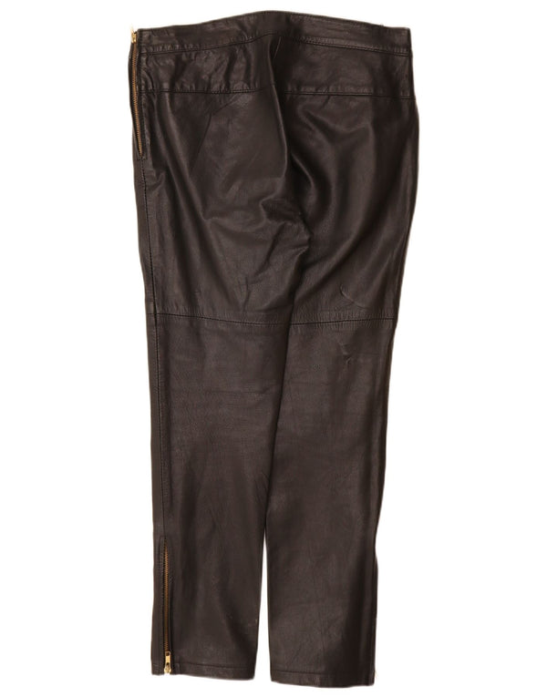 Pantalon en cuir slim femme vintage Grand W30 L28 Cuir noir