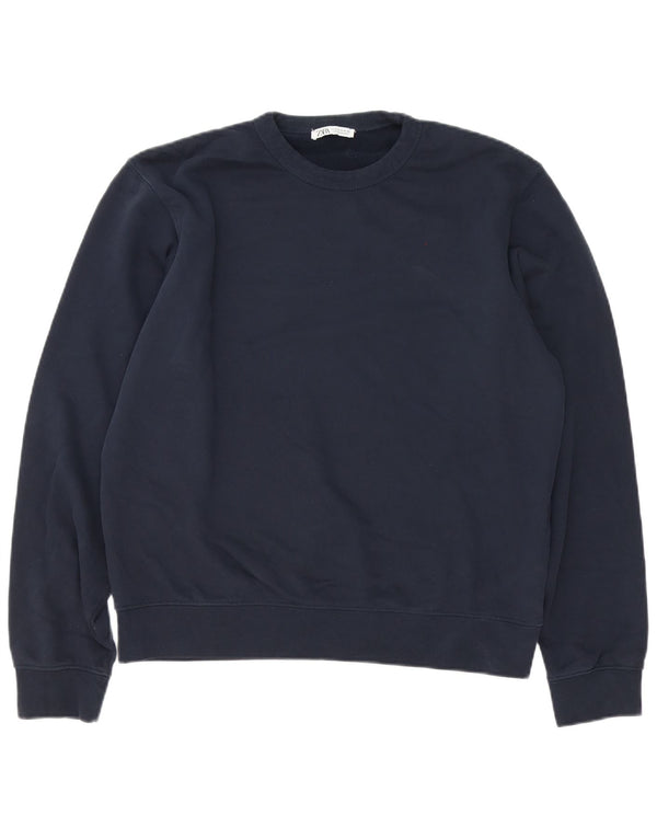 Zara Sweat-shirt surdimensionné pour femme UK 14 en coton bleu marine moyen