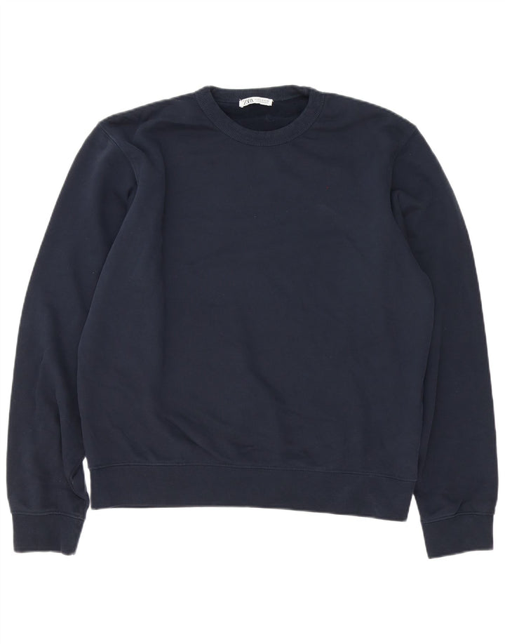 Zara Sweat-shirt surdimensionné pour femme UK 14 en coton bleu marine moyen