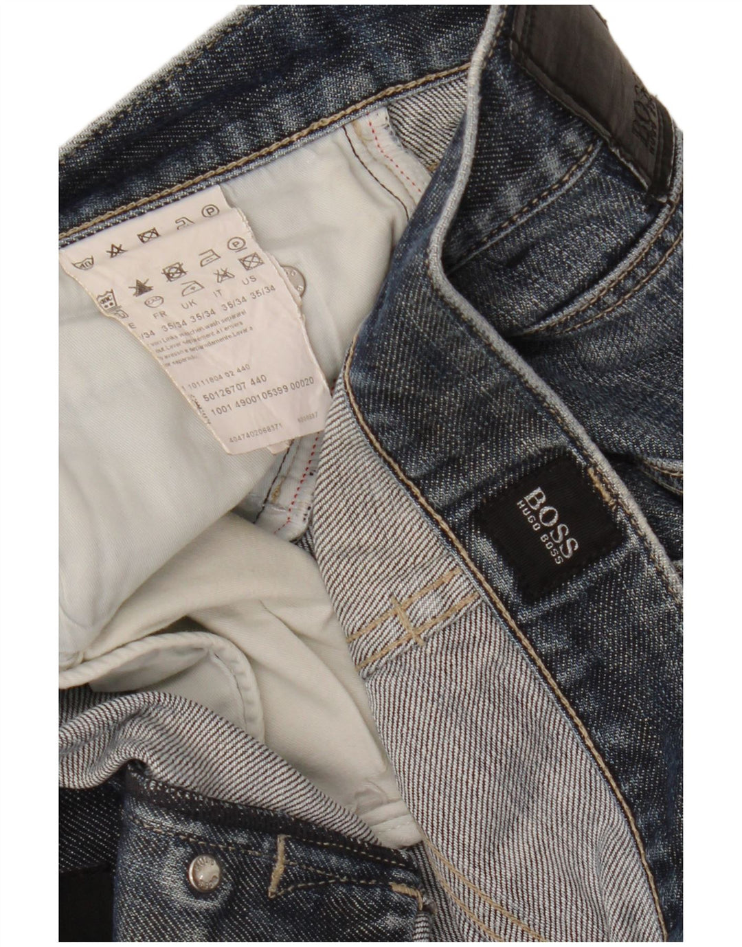 Hugo Boss Jean droit W35 L34 bleu coton homme