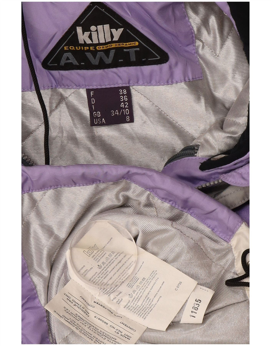 Killy Veste de ski à capuche pour femme UK 10 Small Violet Colourblock Polyester