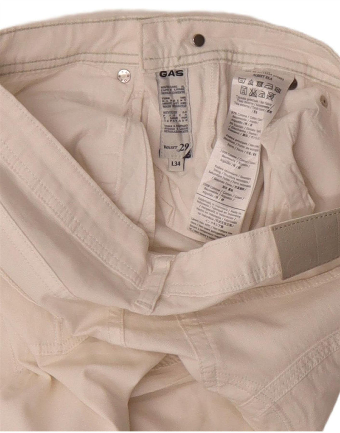 Gas Jean Slim Albert Femme W29 L34 Coton Blanc