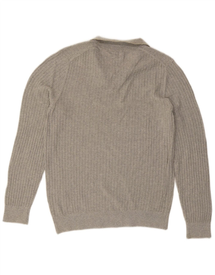 MASSIMO DUTTI Pull Col Polo Homme Gris Moyen Coton