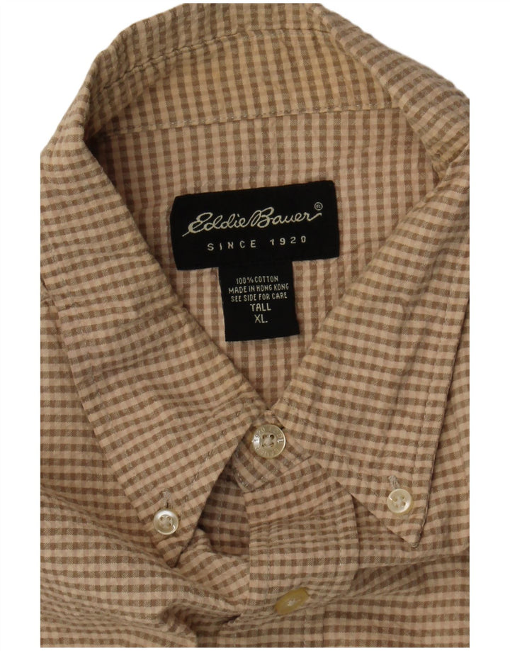 EDDIE BAUER Chemise à manches courtes pour homme XL en coton à carreaux beige