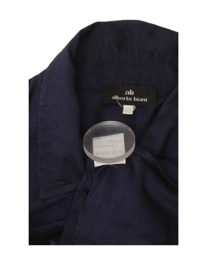 Alberto Biani Blouson Bomber Femme IT 46 Large Bleu Marine Soie