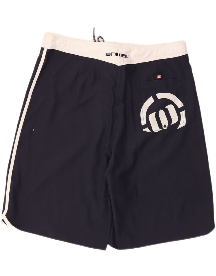 Short de bain graphique Animal pour hommes, grand bleu marine, en polyester